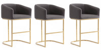 Tabouret de comptoir rembourre en metal gris style mid-century modern Louvre - Lot de 3