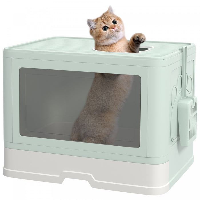 \nBac a litiere pliable PawHut pour chat avec couvercle