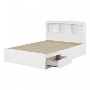 Step One Ensemble Lit Matelot Et Tete De Lit Bibliotheque - Blanc Solide