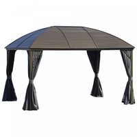 Outsunny 10' X 13' Cadre En Aluminium Patio Gazebo D'exterieur A Toit Rigide Pavillon A Toit Rigide