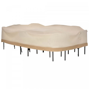 Housse De Table Et De Chaises De Patio Ovale Outsunny, Beige/cafe Pour Ensemble De Sofa