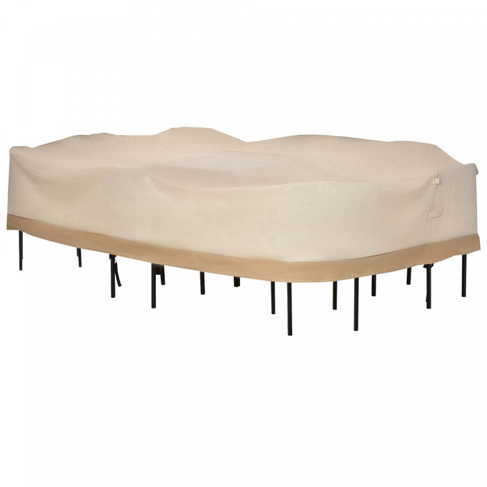 Housse De Table Et De Chaises De Patio Ovale Outsunny, Beige/cafe Pour Ensemble De Sofa