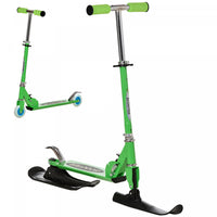 Qaba Trottinette Convertible Toutes Saisons 2-en-1 Neige Sol Avec Roues Et Patins (vert)