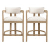 Ensemble De 2 Tabourets Tiffany De 26 Po (Hauteur De Comptoir) Avec Structure En Bois Massif, Tissu aspect lin -  Fini Naturel