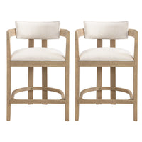  Ensemble De 2 Tabourets Tiffany De 26 Po (Hauteur De Comptoir) Avec Structure En Bois Massif, Tissu aspect lin -  Fini Naturel