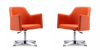 Fauteuil pivotant moderne en cuir vegetalien Pelo, orange - Lot de 2
