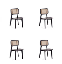 Chaise de salle a manger en bois style industriel Versailles en noir et naturel - Lot de 4