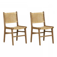 Ensemble de 2 chaises de salle à manger Agave en rotin et en teck - rotin et naturel