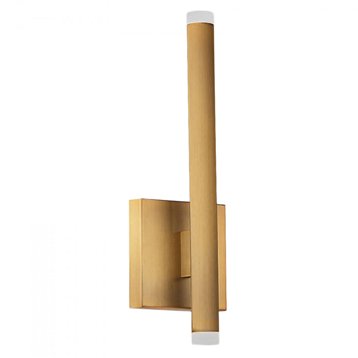 Applique murale Wilson de Dainolite en acrylique givré qui diffuse la lumière, avec fini laiton vieilli et ampoule à DEL de 10 W 