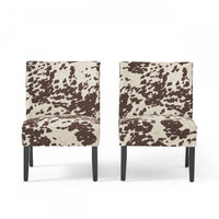  Lot De 2 Fauteuils D’appoint Oliver En Tissu aspect lin Avec Pieds En Bois D’hévéa - Marron Et Blanc