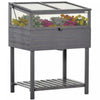 Outsunny Jardiniere Surelevee Avec Serre De Jardin En Panneau Polycarbonate Jardiniere Sur Pieds Avec Etagere De Rangement Exterieur Jardin Patio Balcon Toit Ouvrable Bois De Sapin Gris
