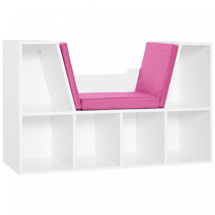 HOMCOM Bibliotheque 6 Cases avec Coussin Coin Lecture, Rose