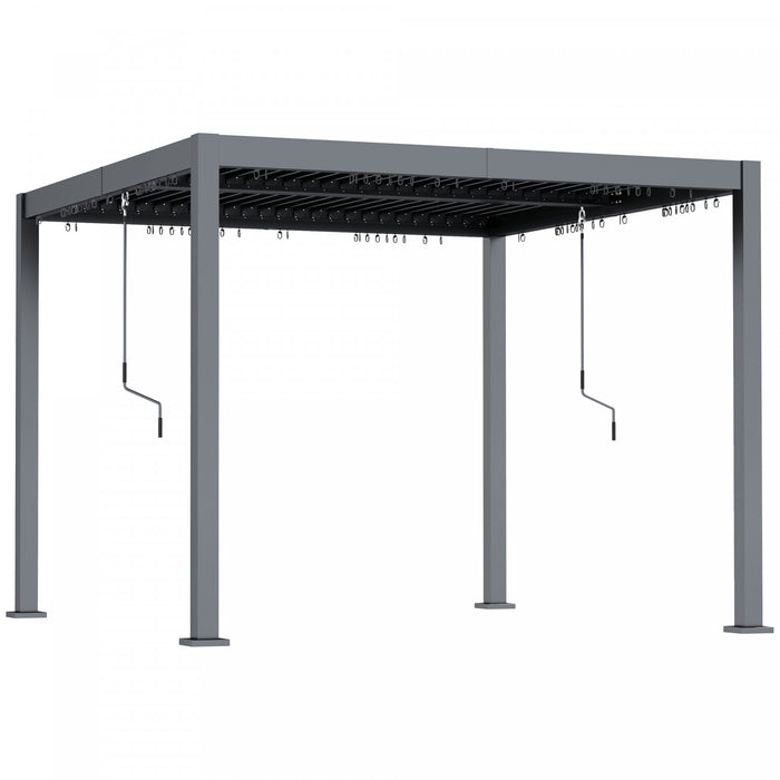 Outsunny Pergola A Persiennes 10' X 10' Toit Reglable Et Cadre En Aluminium