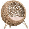Niche En Rotin Avec Coussin Pour Chat, Bois Naturel
