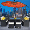 Costway Parasol suspendu solaire LED 10' pour patio, ombre solaire decalee avec base Marche Orange