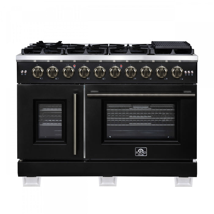 Cuisiniere a gaz noire Capriasca 48 pouces, 6,58 pi³ – FFSGS6460-48BLK