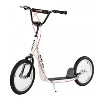 Trottinette Pour Les Jeunes, Ados Avec 16'' Roue Gonflable Freins Doubles Pour
5 Ans Et Plus Blanc