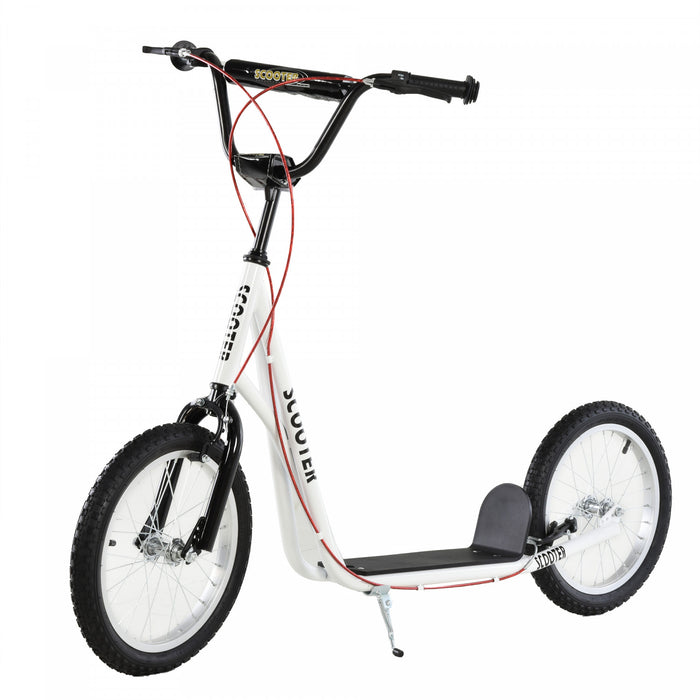 Trottinette Pour Les Jeunes, Ados Avec 16'' Roue Gonflable Freins Doubles Pour\n5 Ans Et Plus Blanc