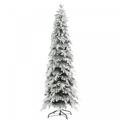 Homcom 7ft Flocked Pencil Christmas Tree With Auto Open, Steel Base|Homcom Arbre De Noel Artificiel Crayon De 7 Pi Avec Ouverture Automatique