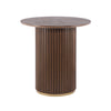 Table a manger ronde moderne Voss avec plateau en frene et base metallique, brun