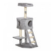 Pawhut Arbre A Chat De 119,4 Cm, Tour A Plusieurs Niveaux Avec Condo, Centre D'activites D'escalade Pour Chat Avec Griffoirs En Sisal, Echelle, Perchoir En Peluche Et Boule Suspendue, Gris Clair