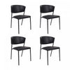Chaise laterale contemporaine moderne Drift en cuir vegetalien et metal noir - Lot de 4