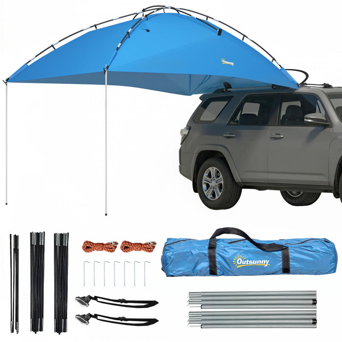 Tente de hayon Outsunny pour SUV, etanche, 350 x 245 cm, bleu clair