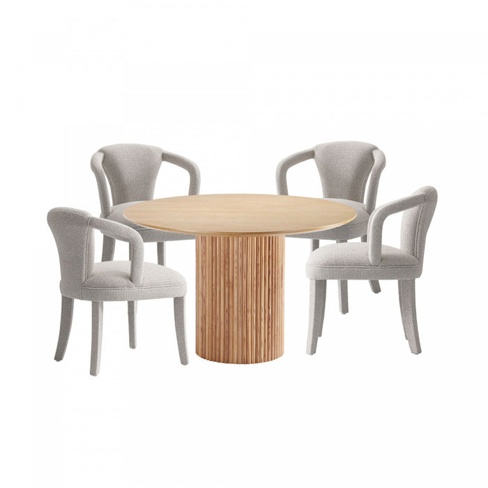 Ensemble de salle a manger chic industriel moderne Hathaway et Palmer 5 pieces, finition Poussiere d’or et Naturel