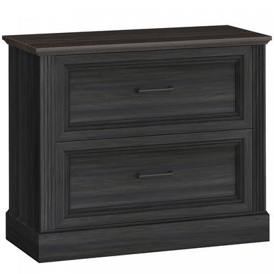 HOMCOM Lateral File Cabinet with 2 Drawers, Farmhouse Filing Cabinet, Black