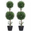HOMCOM Lot de 2 Arbres en Buis Artificiels en Forme de Boule avec Pot