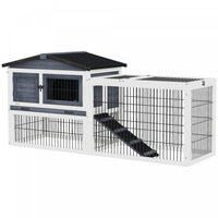 Pawhut Clapier D'exterieur A 2 Niveaux Avec Dessus Ouvrant, Grande Cage A Lapin En Bois De 59