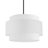 Luminaire suspendu Priya de Dainolite de 22 po de diamètre avec abat-jour blanc, fini noir mat et 4 ampoules