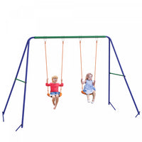 Outsunny Kids Swing Set Pour L'arriere-cour Cadre De Balancoire En Metal Avec Sieges De Balancoire D