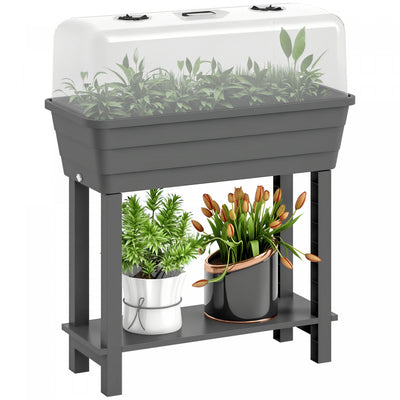 Outsunny 41L Self Watering Raised Garden Bed, Planter Box, Dark Grey