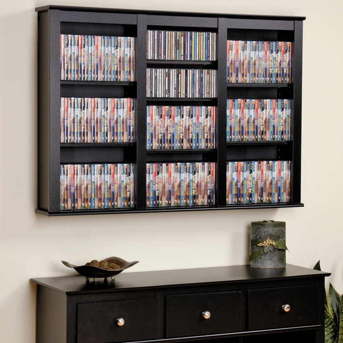 Meuble de rangement mural triple - noir