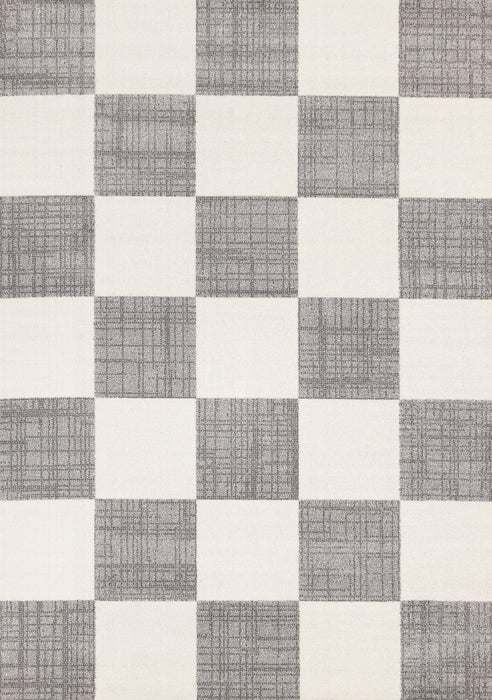 Tapis Covington a Carreaux Gris et Blanc, 6'7\" x 9'10\"