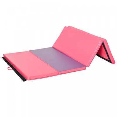 Soozier 4ftx6ftx2inch Pu Cuir Gymnastique Tumbling Gym Mat Arts Pliant Yoga Exercice Pad 4 Panneau (|Soozier 4ftx6ftx2inch Tapis De Gymnastique En Cuir Pu 4 Panneaux (rose/violet)