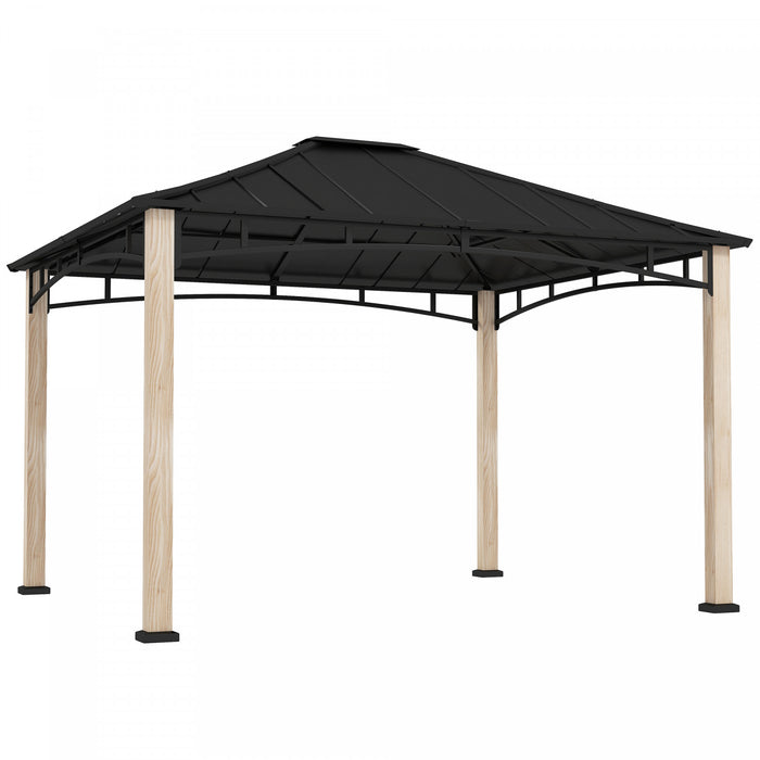 Outsunny Gazebo A Toit Rigide De 10' X 12' Avec Toit En Metal