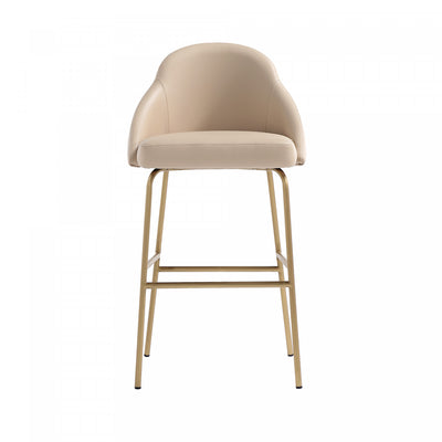 Gracie Modern Metal Upholstered Barstool in Tan and Gold Armoire | Tabouret de bar moderne Gracie en metal et tissu, coloris beige et dore