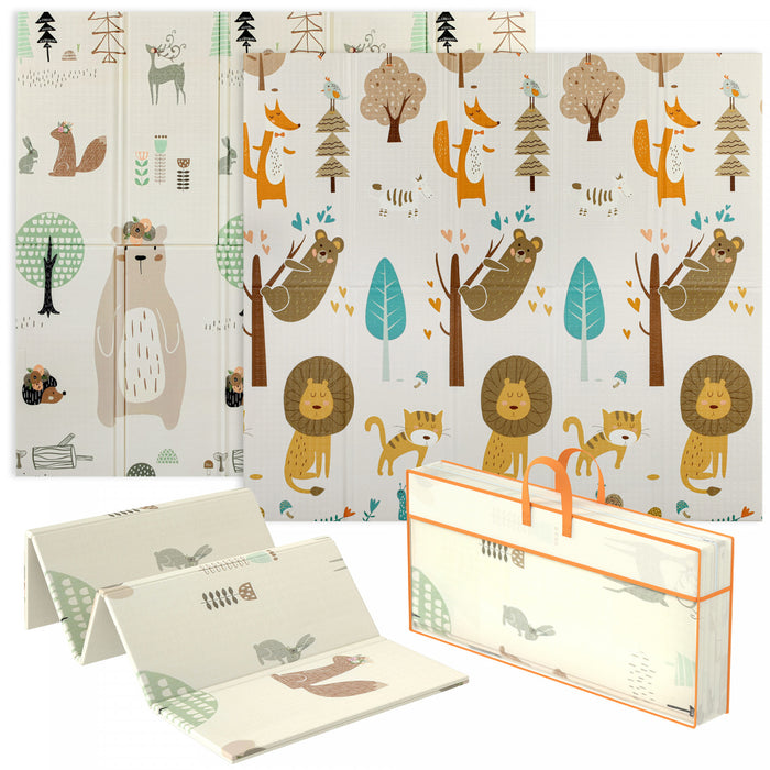 Qaba Tapis De Jeu Pour Bebe, Tapis D'eveil 77\" X 69\", Theme Animalier