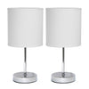 Ensemble de 2 mini lampes de table de base de Simple Designs chromées - blanc