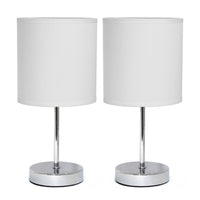 Ensemble de 2 mini lampes de table de base de Simple Designs chromées - blanc