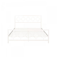  Robert Cadre De Lit En Metal Avec Tete Et Pied De Lit Au Design Circulaire, Taille King, Blanc
