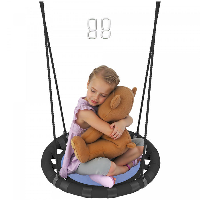 Qaba Balancoire d'arbre avec soucoupe pour enfants, balancoire volante de 24 po avec cordes de suspension reglables, capacite de 154 lb, balancoire en filet pour enfants, bleu