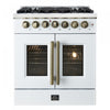 Forno Galiano 30" French Door Dual Fuel Range, White, 4.32 cu. ft. - FFSGS6356-30WHT | Cuisiniere a double combustible Galiano de 30 po, blanche, 4.32 pi³ - FFSGS6356-30BLK