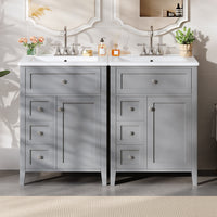  Aura Ensemble Meuble-Lavabo Double 48 po avec Tiroirs et Armoire, Gris