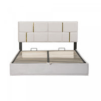  Ensemble De Chambre Nicole 2 Pieces Avec Lit Plateforme Tapisse Et Banc Coffre, Taille Queen, Beige