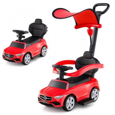 Costway Kids Ride On Push Car Mercedes-benz Licensed 3-in-1 Sliding Car Red