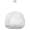 Luminaire suspendu Mia de Dainolite avec abat-jour à fentes, fini blanc et 1 ampoule