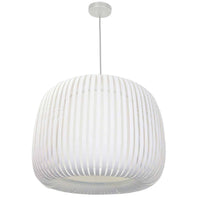 Luminaire suspendu Mia de Dainolite avec abat-jour à fentes, fini blanc et 1 ampoule